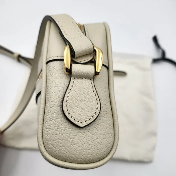 GUCCI Textured Dollar Calfskin Web Mini Ophidia Shoulder Bag Mystic White. Auth. - Picture 5 of 16
